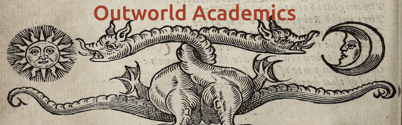 Banner image of old woodcut, which shows two intertwined dragons flanked by a sun and moon